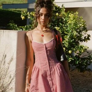 Princess Polly Red and White Ruched Sundress